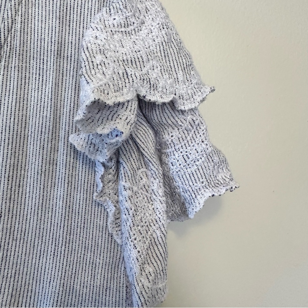 Old Navy Relaxed Fit White & Light Blue Striped Dress with Embroidered Detail - Picture 5 of 7